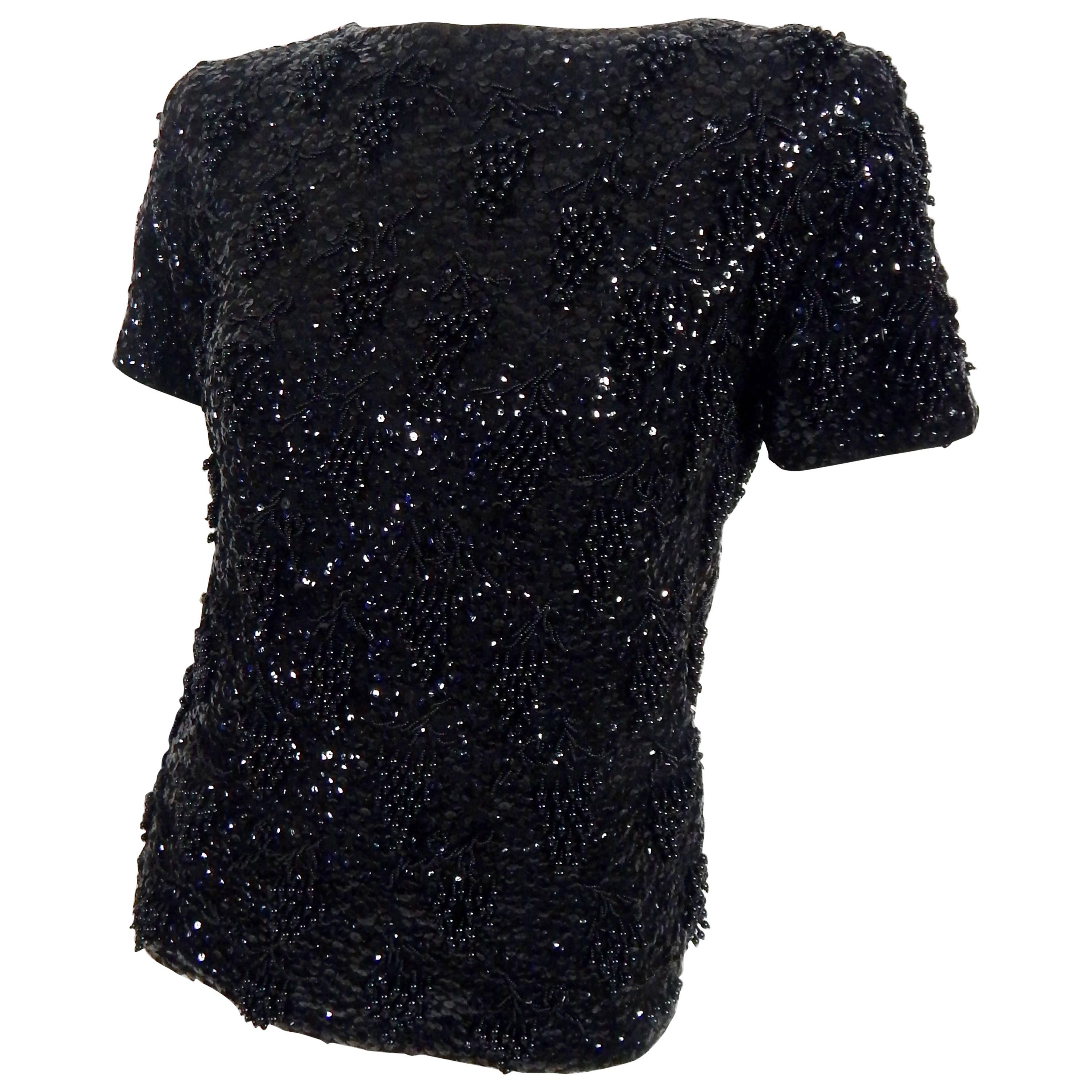 1960s Beaded Sequins Sweater  For Sale