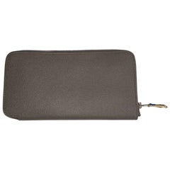 HERMES Long Wallet in Etoupe Color Epsom Calfskin Leather