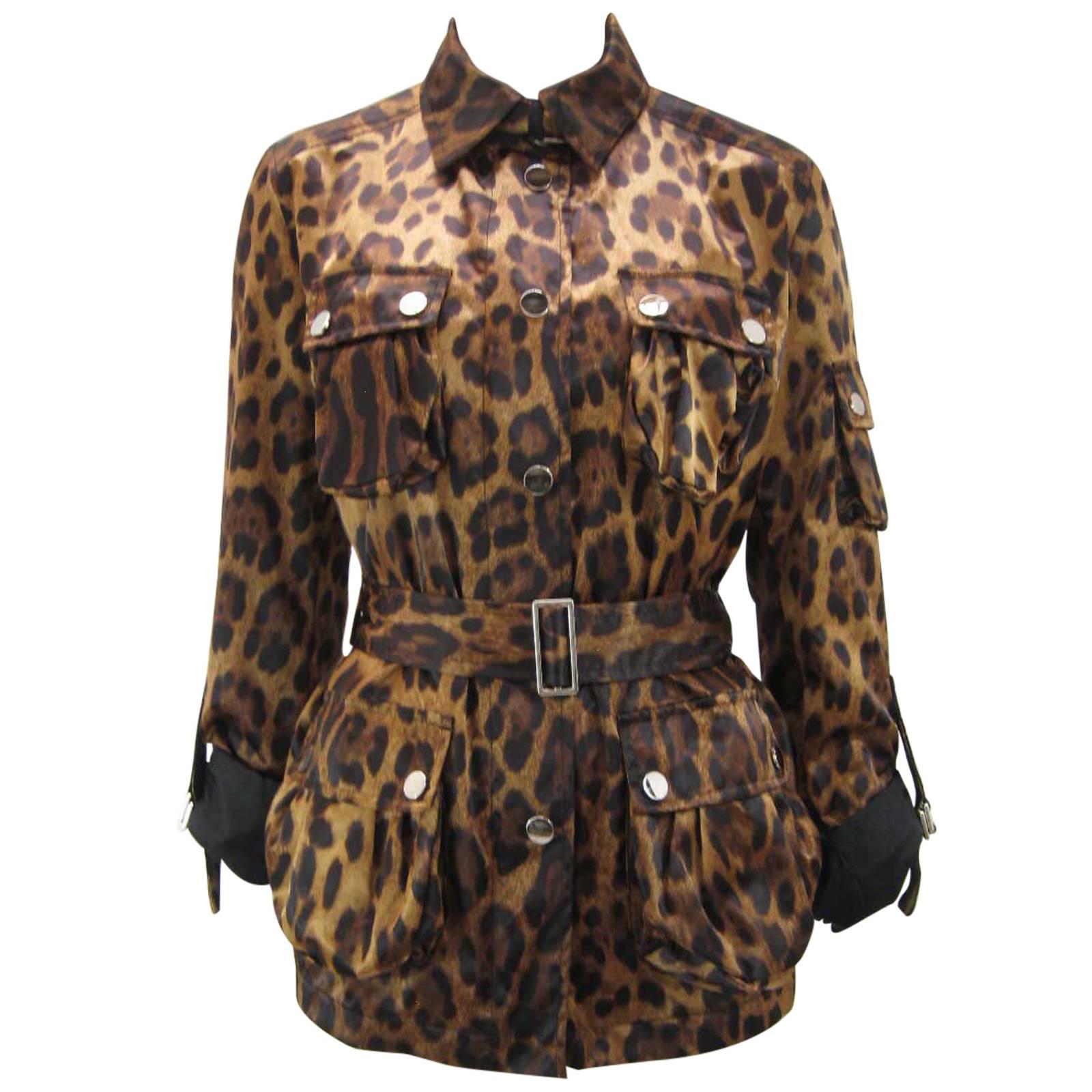 Dolce & Gabanna Leopard Print Cargo Jacket