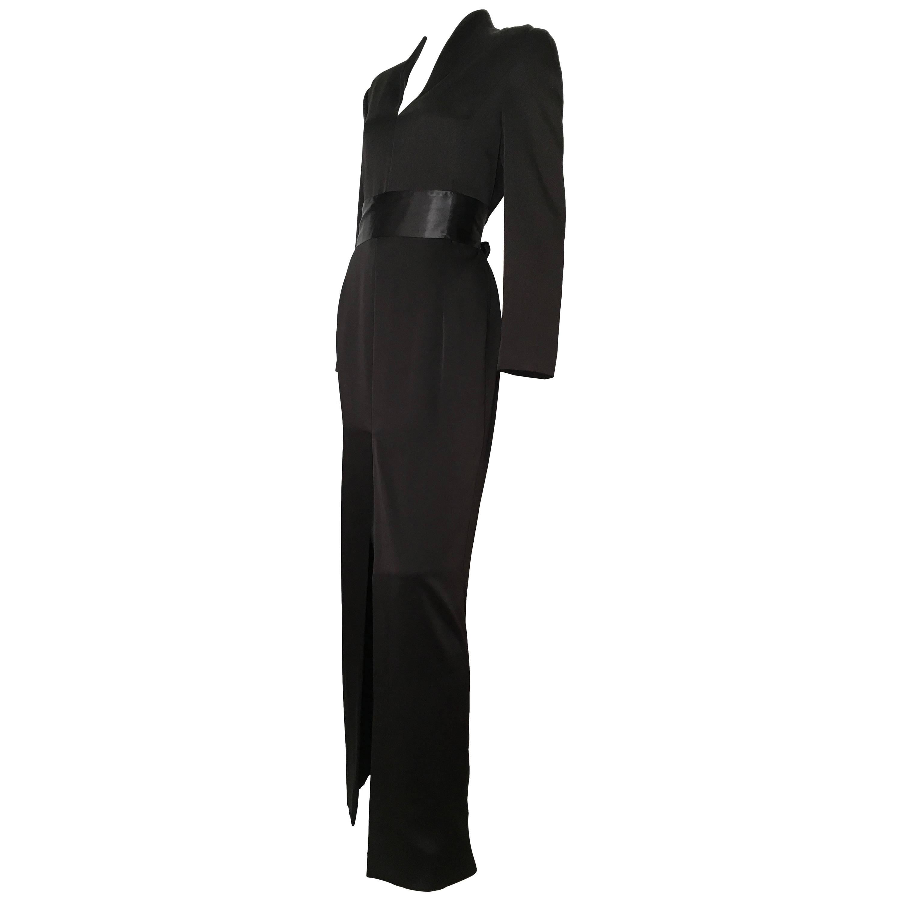 Genny Black Kimono Style Silk Long Gown Size 10 / 12. Never Worn. For Sale