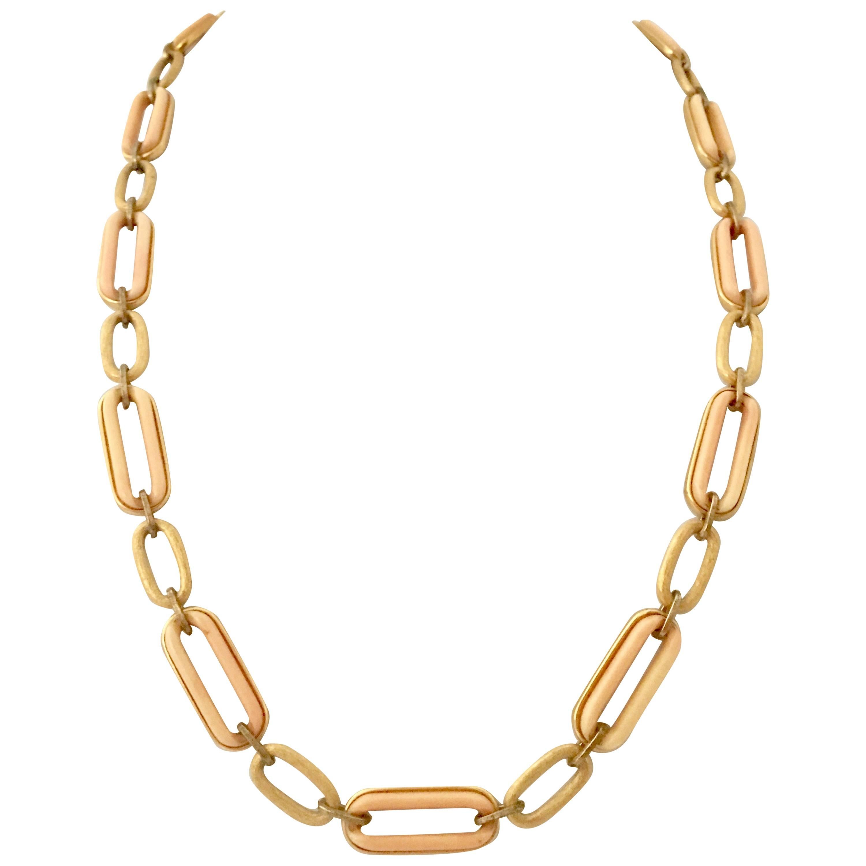 Givenchy Lucite & Brushed Gold Chain Link Opera Necklace