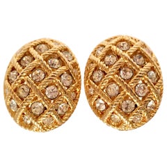 80'S Pair Of Gold & Swarovski Crystal Earrings By, Nolan Miller