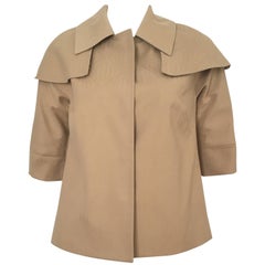 Lela Rose Tan Caped Swing Jacket with Terrier Silk Lining Size 4. Never Worn. 8