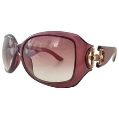 Gucci Amethyst Bamboo Horse Bit Oversized Sunglasses