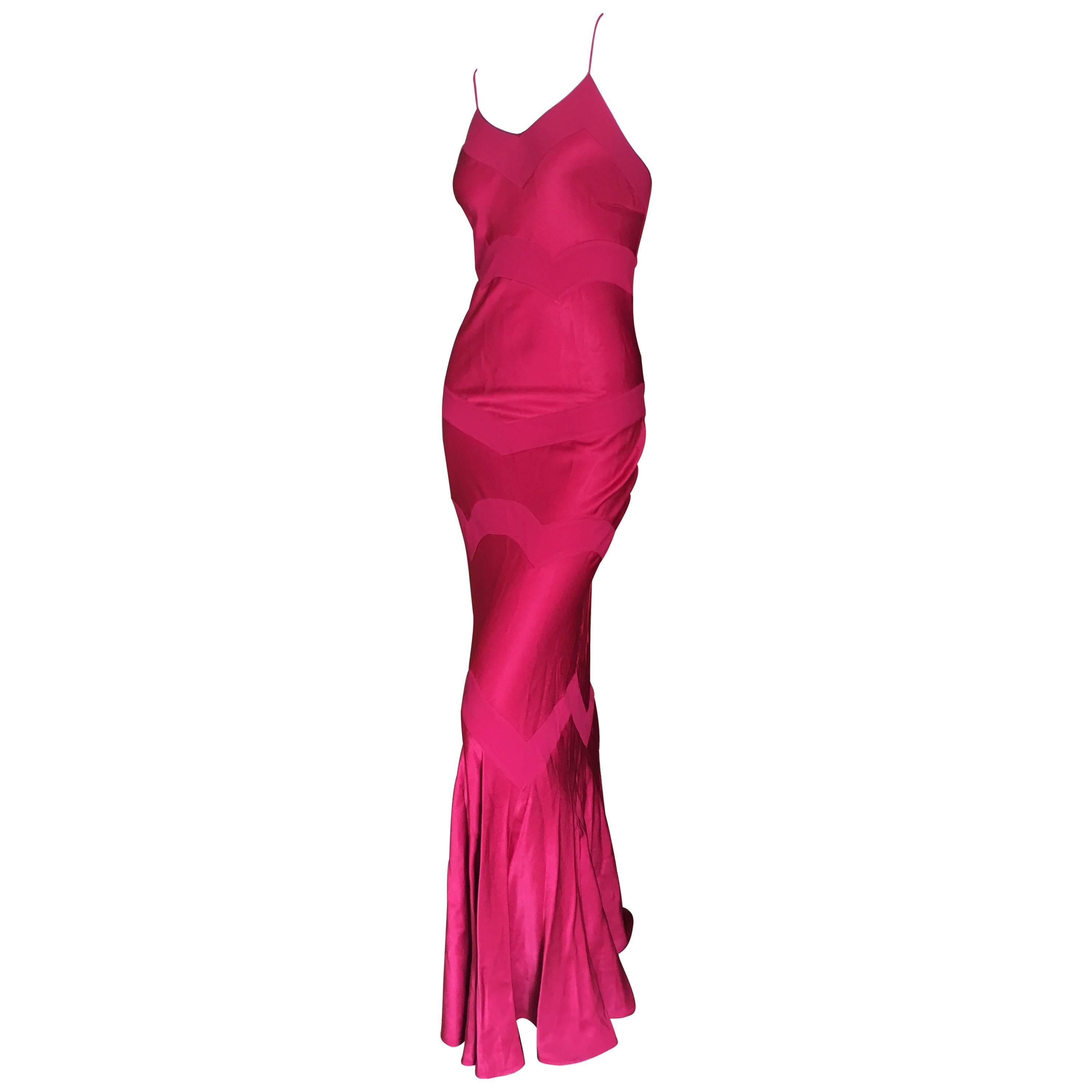 John Galliano Vintage 90's Deep Red Evening Dress For Sale