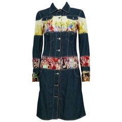 Jean Paul Gaultier Vintage Denim-Mantelkleid aus Denim mit Comics-Druck