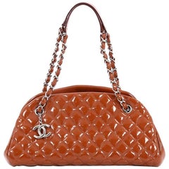 Chanel Just Mademoiselle Handbag Quilted Patent Medium 