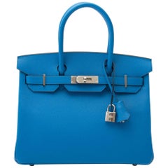 Never Used Hermes Birkin 30 Bleu Zanzibar Epson 