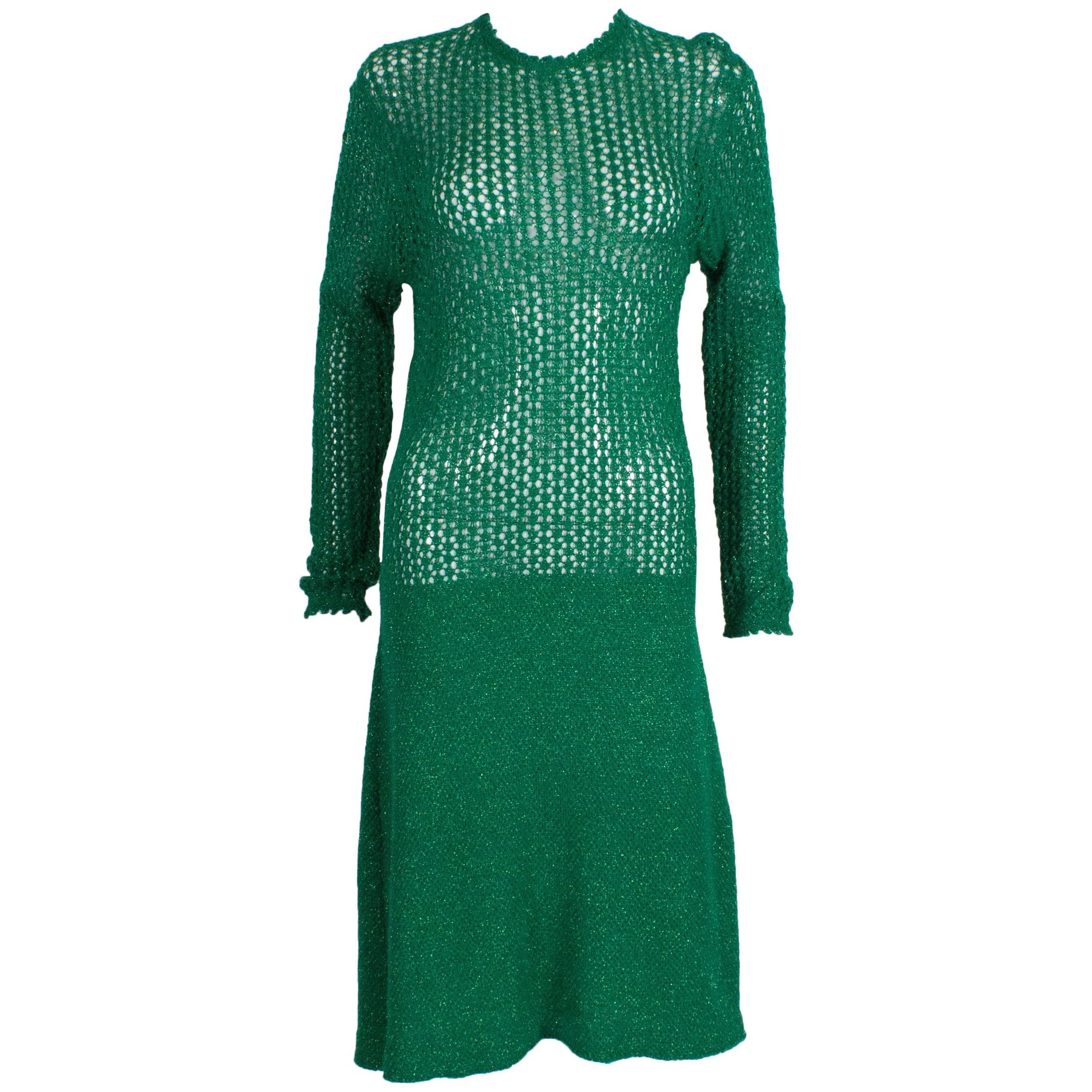 A Sparkly Green Knitted Crochet Dress