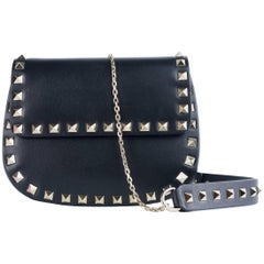 Valentino Women's Small Black Leather Rockstud Shoulder Bag 2