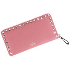 Valentino Women's Salmon Pink Leather Continental Zip Wallet 12