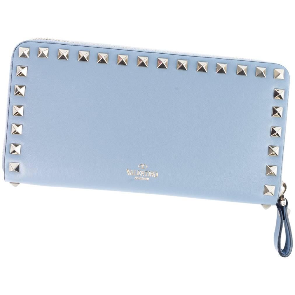 Valentino Women's Powder Blue Leather Continental Zip Wallet