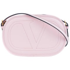 Valentino Women's Pink Logo Go Small Calfskin Crossbody Bag