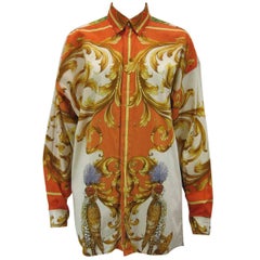 Versus Gianni Versace Baroque Printed Goddess Bird Motif Shirt