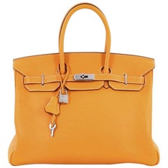 Hermes Birkin Handbag Moutarde Clemence with Palladium Hardware 35 2
