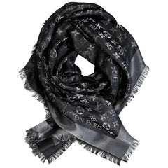 Schwarzer Lurex-Schal von Louis Vuitton mit Monogramm Shine mit Schachtel