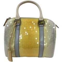 Fendi Boston Sequin Embellished Zucchino Coated Canvas Medium