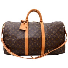 Vintage Louis Vuitton Keepall 50 Bandouliere Monogram Canvas Duffel Bag + Strap