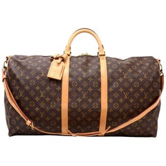 Vintage Louis Vuitton Keepall 60 Bandouliere Monogram Canvas Duffel Bag + Strap 8