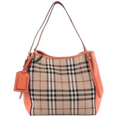 Burberry Canterbury Tote Horseferry Check Canvas and Leather Small