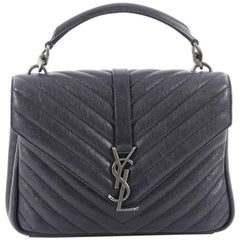 Saint Laurent College Monogram Bag Matelasse Chevron Leather Medium
