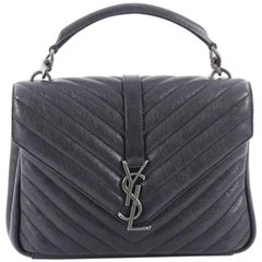 Saint Laurent College Monogram Bag Matelasse Chevron Leather Medium