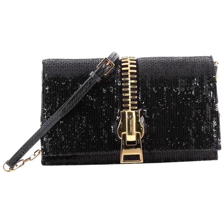 Tom Ford Sedgwick Chain Clutch Sequins and Snakeskin Small