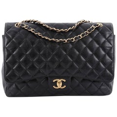  Chanel Classic Double Flap Bag Quilted Caviar Maxi