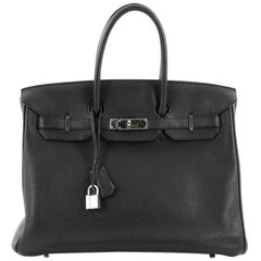 Hermes Birkin Handbag Black Togo with Palladium Hardware 35
