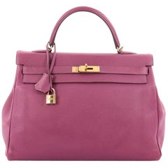 Hermes Kelly Handbag Tosca Togo with Gold Hardware 35