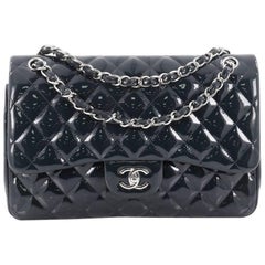 Chanel Classic Quilted Patent Jumbo Double Flap Bag 