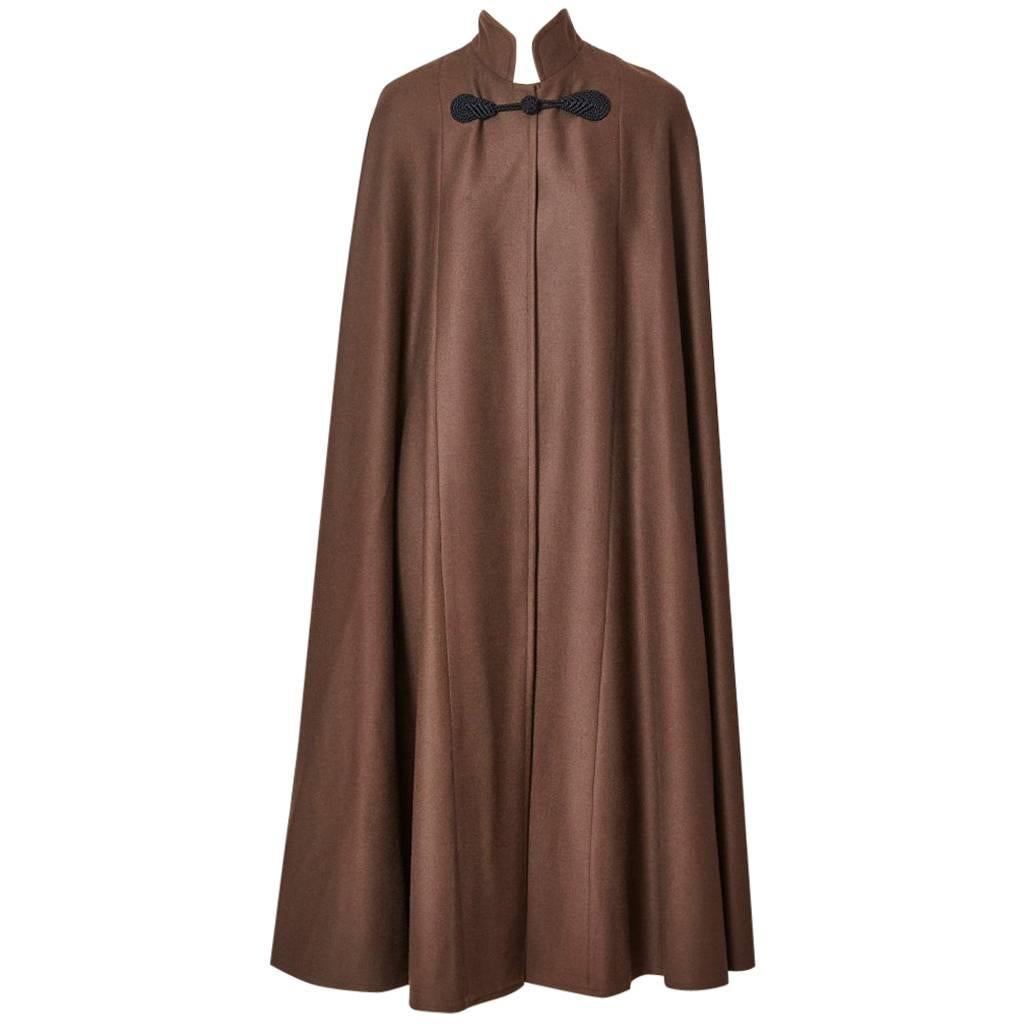 Yves saint Laurent Wool Cape with Mandarin Collar For Sale at