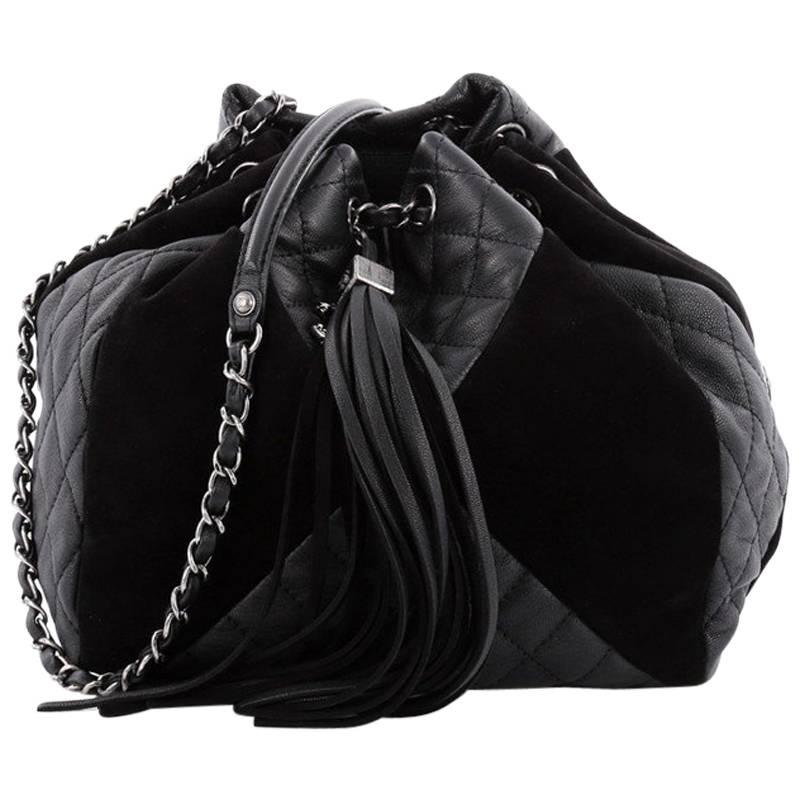 Chanel Patchwork Quilted Leather and Suede Small Drawstring Bag 