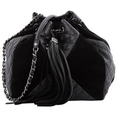 Chanel Patchwork-Tasche aus gestepptem Leder und Wildleder mit Kordelzug