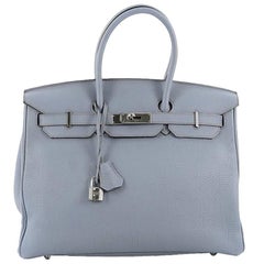 Hermes Birkin 30cm Parchemin Ostrich PHW - Lilac Blue London