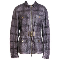 Gucci Monogram Leather Jacket with Belt