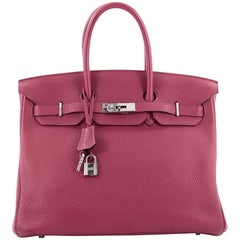 Hermes Birkin Handbag Rubis Clemence with Palladium Hardware 35