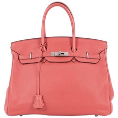 Hermes Birkin Handbag Bougainvillea Clemence with Palladium Hardware 35