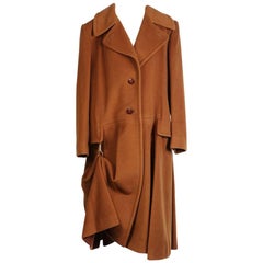 Hermes Tan Cashmere Coat with Hook Drape