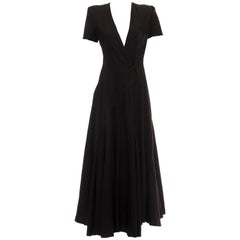 Vintage Olivier Theyskens Runway Black Linen Acetate Short Sleeve Dress, Spring 1999
