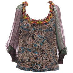 Balenciaga Nicolas Ghesquière Paisley Silk Chiffon Blouse, Circa 2005 4
