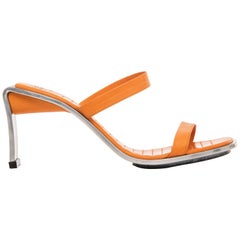 Charles Jourdan Tangerine Leather And Stainless Steel Shoe, Circa 1980's 8