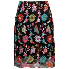1990s Christian Lacroix Vintage Embroidered Flower Mesh Skirt