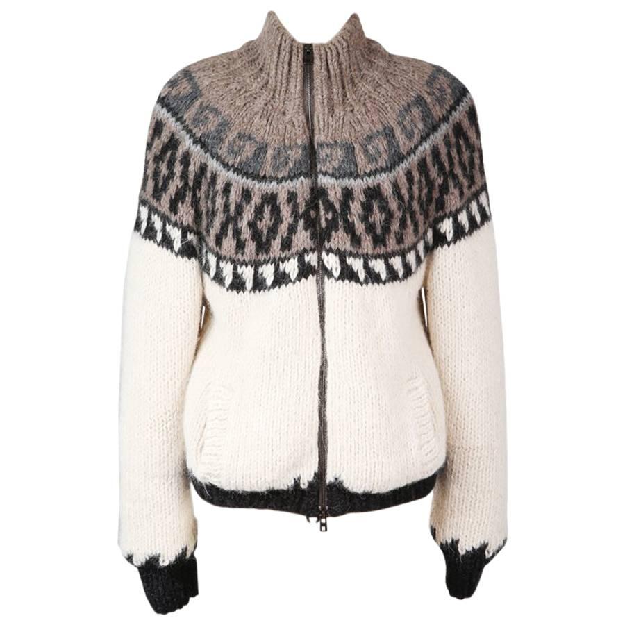 Jean Paul Gaultier for Hermes Alpaca Bomber Zip Up Sweater