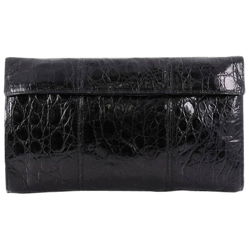 Nancy Gonzalez Flap Clutch Crocodile Small