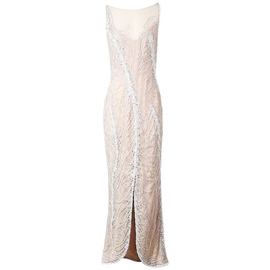 Bob Mackie Embellished Gown with Tulip Hem For Sale at 1stDibs