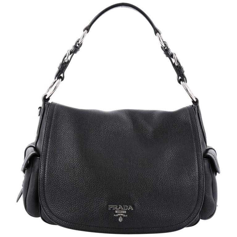 Prada Side Pocket Flap Shoulder Bag Vitello Daino Medium at 1stDibs