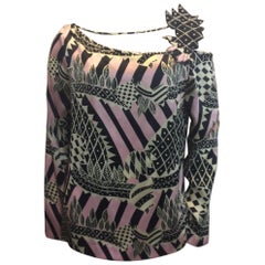 Cacharel Silk Cold Shoulder Printed Blouse 12