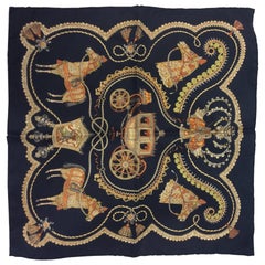 Hermes Black Printed Square Silk Scarf 7