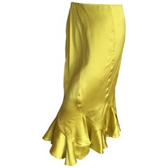 Yves Saint Laurent by Tom Ford 2004 Chartreuse Ruffle Silk Skirt sz 36 11